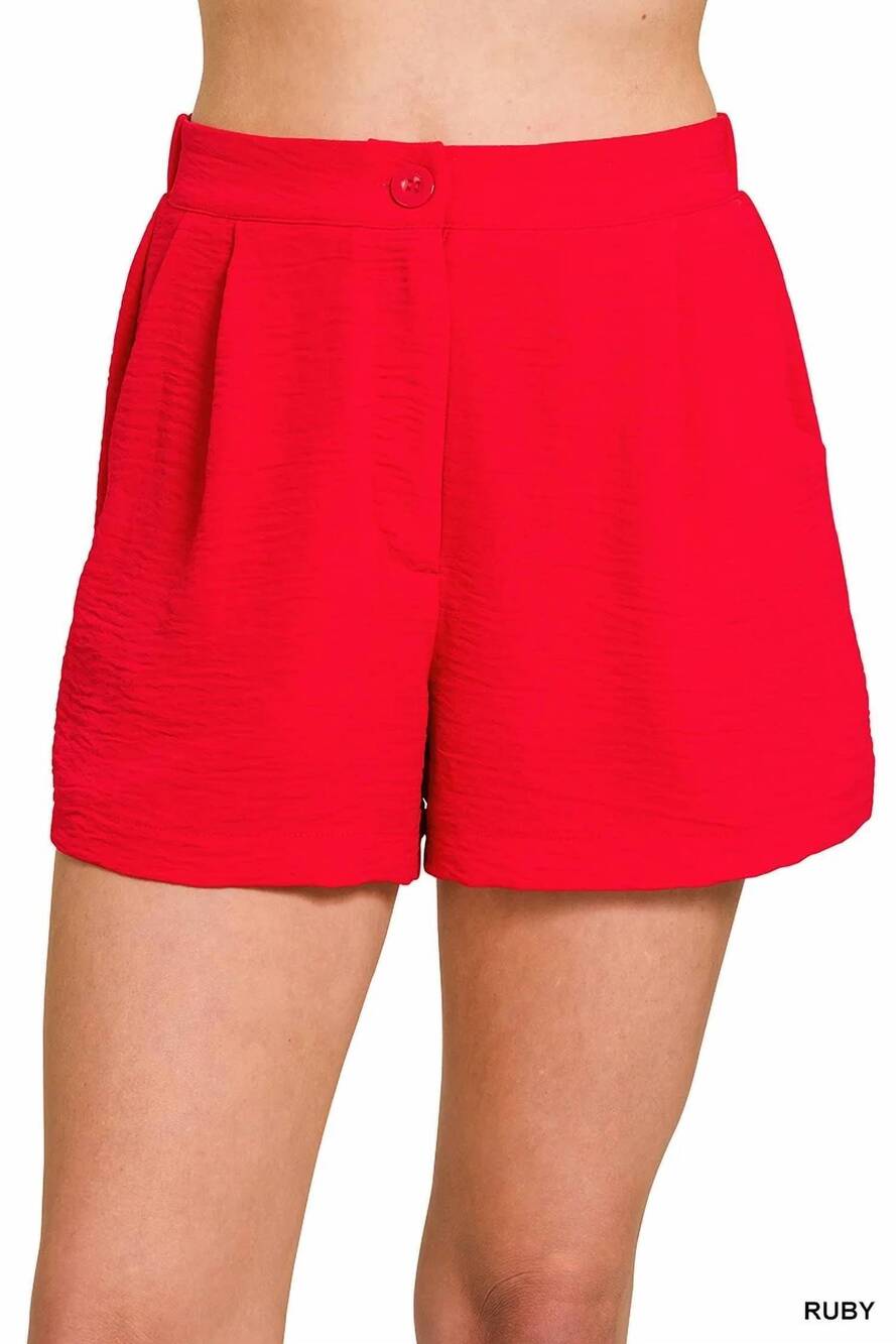 NEW ZENANA kinlee classic shorts in red airflow